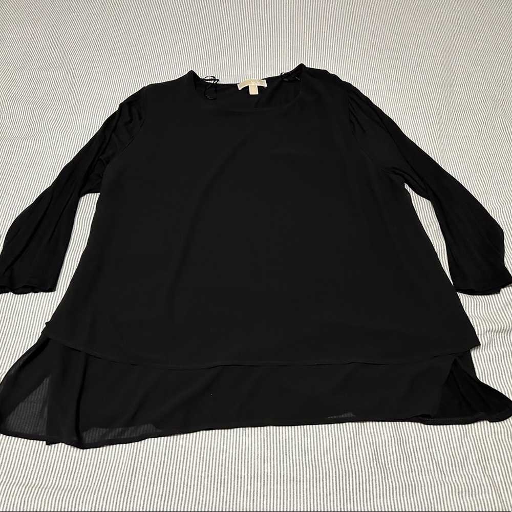 Michael Kors Black Mixed Materials Top